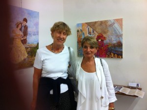 A sinistra  :Chantal Quinio moglie dell' artista Georges, accanto  alla pittrice francese  M. Laville